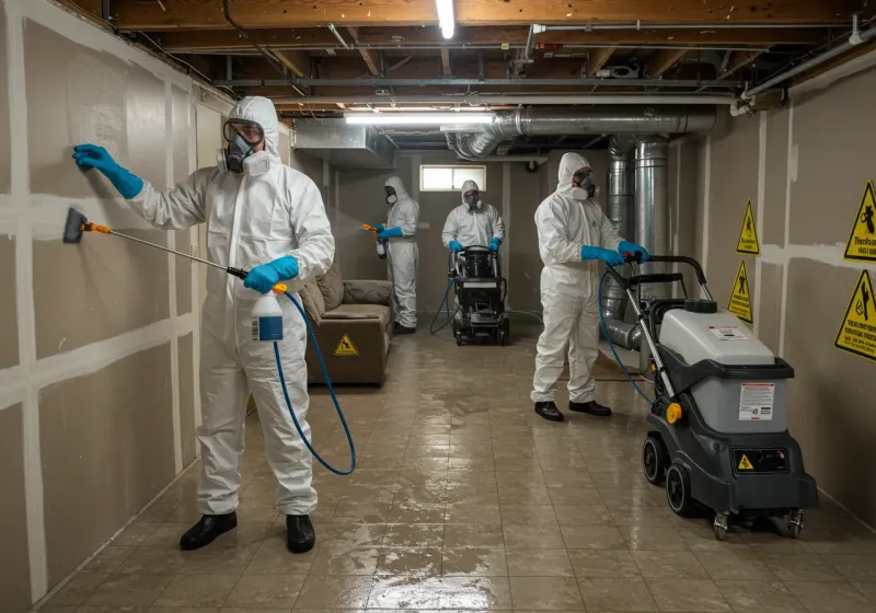 Basement Moisture Removal and Structural Drying process in Baden, PA